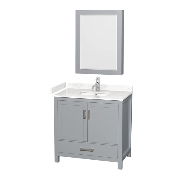 Wyndham Collection Sheffield 36" Cabinet Wood Single Bathroom Vanity in Gray