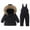 Black, variant on XIMIN Toddler Boy Girl Snowsuit Hooded Mountain Ski Suit Faux Fur Trim Hooded Coat Snow Bib Pants Onesie Winter Waterproof Thermal Snow Set