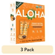 (3 pack) Aloha Peanut Butter Chocolate Chip, Protein Bars 5pk