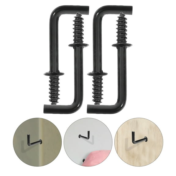 Pretyzoom 100pcs L Shaped Hooks For Hanging Black Screw In Hooks For Walls Decor