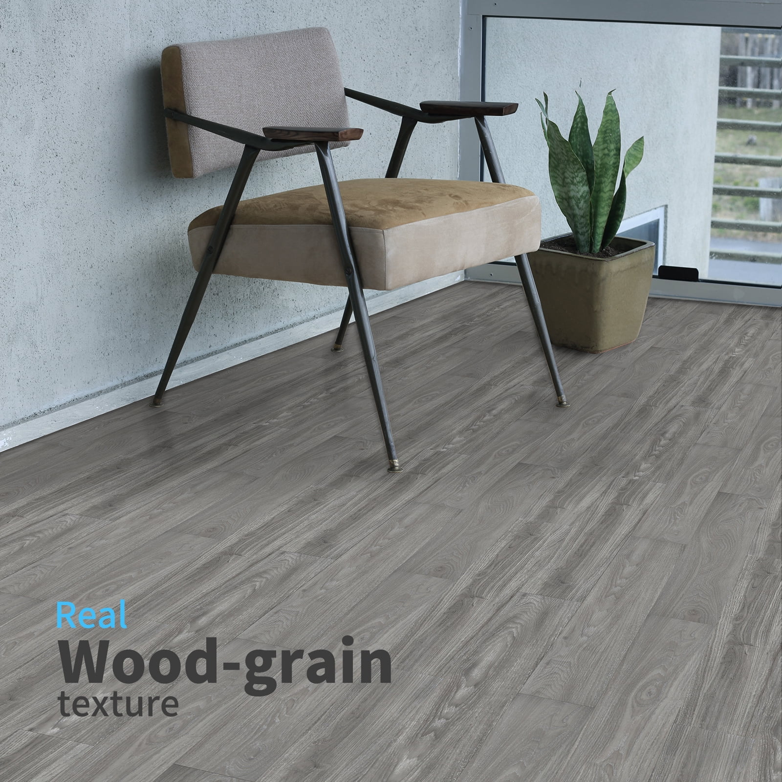 Art3d Self-Adhesive Flooring Peel and Stick Floor Tile Vinyl Wood Plank 36-Pack 54 Sq.Ft-Deep Grey