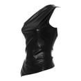 thumbnail image 6 of Wang6 Women One Shoulder PU Tank Tops Trendy Sleeveless Leather Cami Tops Side Zipper Irregular Hem T Shirts Tops Black S, 6 of 7
