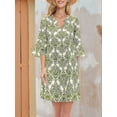 thumbnail image 3 of Women Summer Boho Dress 2025 Casual V Neck Babydoll Ruffle Sleeve Floral Mini Tunic Petite Sundress White & Green S, 3 of 7
