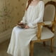 thumbnail image 5 of Gibobby Camisón de Lactancia y Maternidad para Mujer Día de San Valentín primavera y otoño estilo camisón algodón sexy estilo largo vintage francés holgado talla grande mate(Blanco,M), 5 of 5