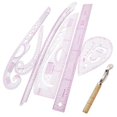 thumbnail image 1 of 7Pcs/Set Ruler Tailor Measuring Kit Clear Sewing Drawing Ruler Yardstick Sleeve Arm French Curve Set Cutting Ruler Paddle Wheel, 1 of 5