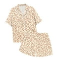 thumbnail image 6 of RMGVDSD Women's Leopard Print Pajama Set With Silk Satin Short Sleeved Button Up Top And Shorts Loungewear Set Two Piece Short Sets Women, 6 of 7