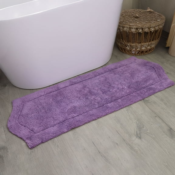 HOME WEAVERS Waterford Collection Bathroom Rug 100% Cotton Tufted Bath Rug, Extra Soft and Absorbent Bath Rugs, Non-Slip Bath Mats, Machine Washable bath rugs for Bathroom, 22"x60" Runner, Purple