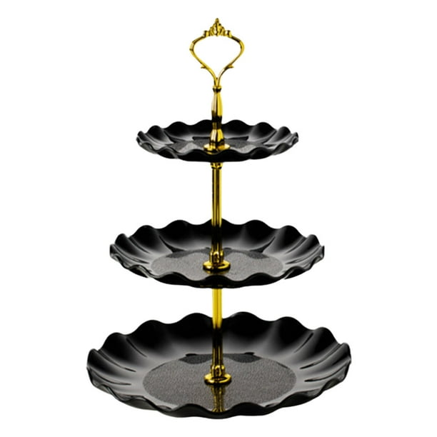 Bandeja De Almacenamiento Postre Tower Postre Candy Dish Almacenamiento De Autoayuda Para El Hogar Negro Sunnimix Soporte para cupcakes de postre