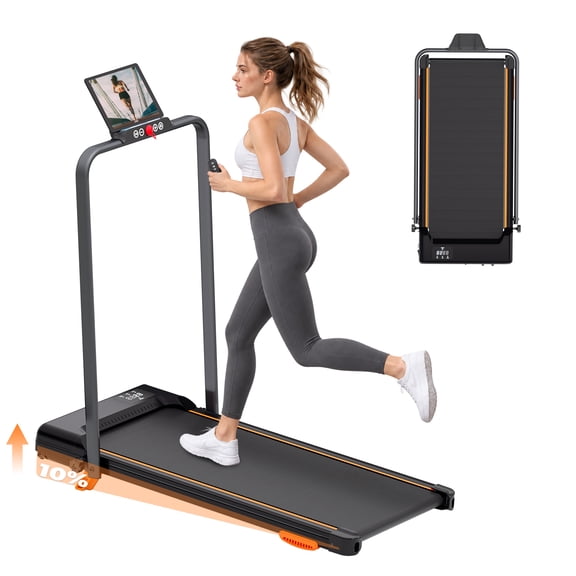 Folding Treadmill for Home, 3.0HP Quiet Motor with 10% Incline, 0.6 to 7.5 MPH, LED Display, 330 lbs Capacity,walking Pad with Handle, Remote Control for Office, Apartment