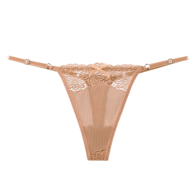 Gibobby Calzoncillos para mujeres sexy Mujeres T Back Bragas sin costuras Tanga Sexy Encaje Ultra Thin Mujeres Bragas(Caqui,M)