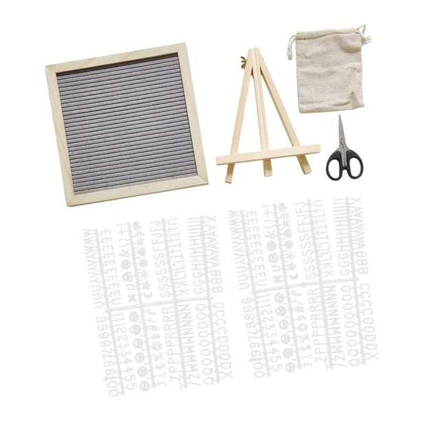 Tablero de letras de fieltro Tablero de mensajes intercambiable Tablón de anuncios rústico decorativo con Gris