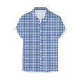 thumbnail image 4 of Men Casual Short Sleeve Checkered Shirt Slim Fit Button Down Plaid Fashion Staple For Fall Winter Everyday Wear Versatile Stylish Outfits Blue 5XL, 4 of 4