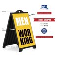thumbnail image 2 of M&T Displays Black Street SignPro Board, Weatherproof A-Frame Sidewalk Curb Sign with 2 24x36 inch Matt Laminated Anti-Glare MEN WORKING Sticker Signs, Folding Portable Double Sided, 2 of 11