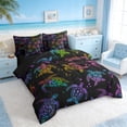 thumbnail image 2 of Manfei Rainbow Sea Turtle Bedding Comforter Set for Kids Boys and Girls, Marine Animal Print Queen Bedding Sets, Black Reversible 7pcs, 2 of 6