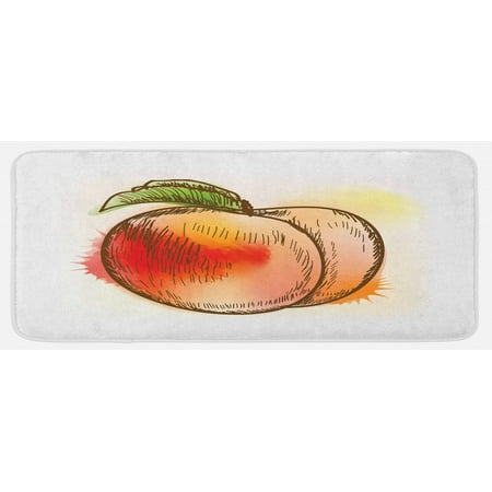 

Peach Kitchen Mat Fresh Fruit Full of Vitamins and Nutrition Food Sketch Color Splatters Plush Decorative Kitchen Mat with Non Slip Backing 47 X 19 Pale Orange Scarlet by Ambesonne