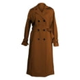 thumbnail image 4 of BOOMILK Long Trench Coats for Women Trendy Double Breasted Fall Solid Lapel Loose Overcoat With Belt Brown, 4 of 5