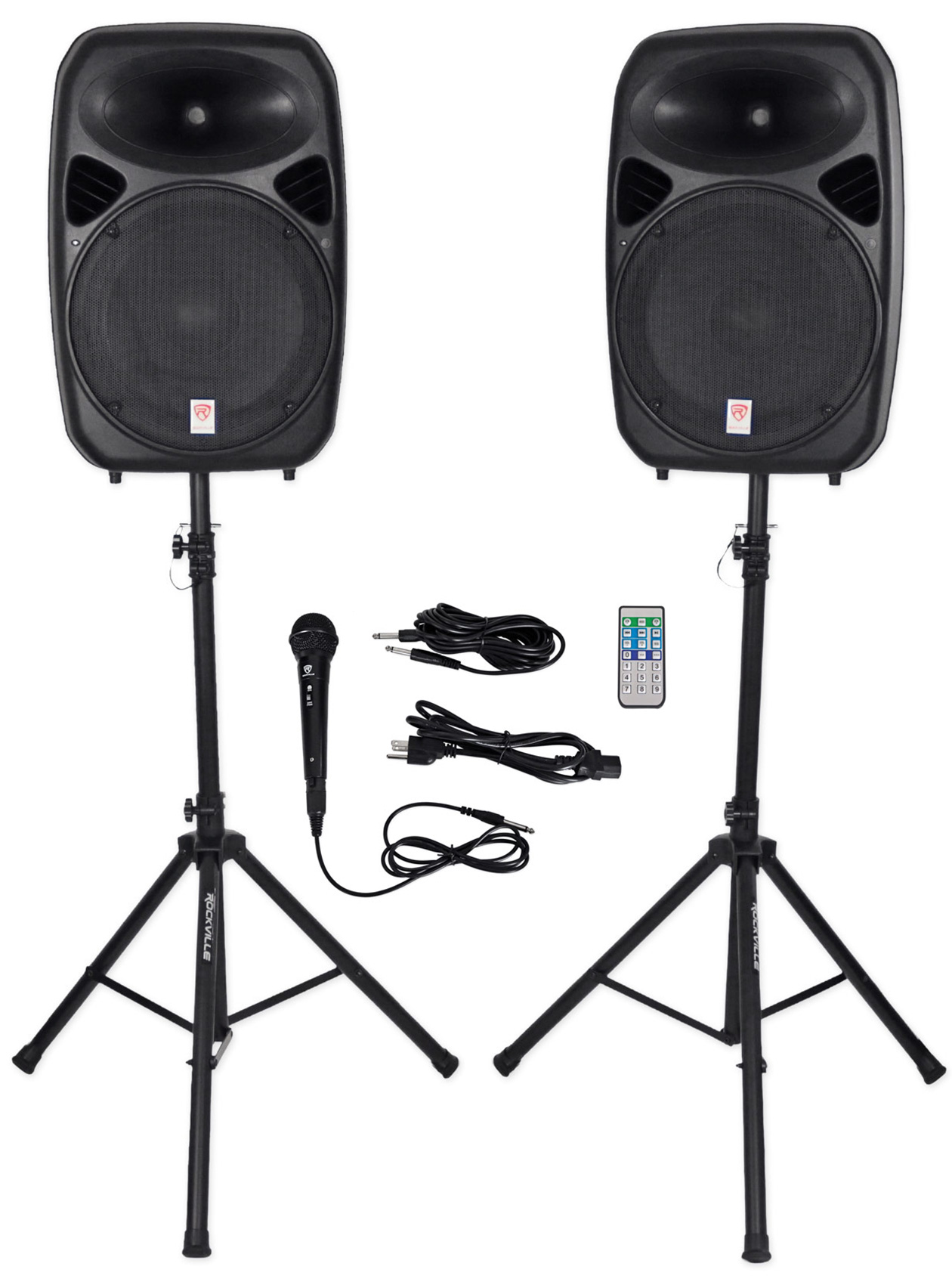 Rockville RPG152K Dual 15" Speakers w/Bluetooth+Mic+Stands+Cables+Carry Bags - image 2 of 11