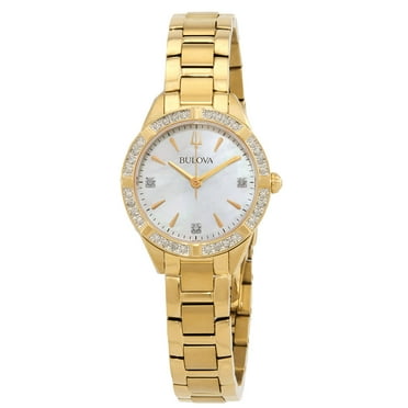 Bulova Sutton Diamond Women's MOP Dial Gold Tone Quartz Watch 98R297