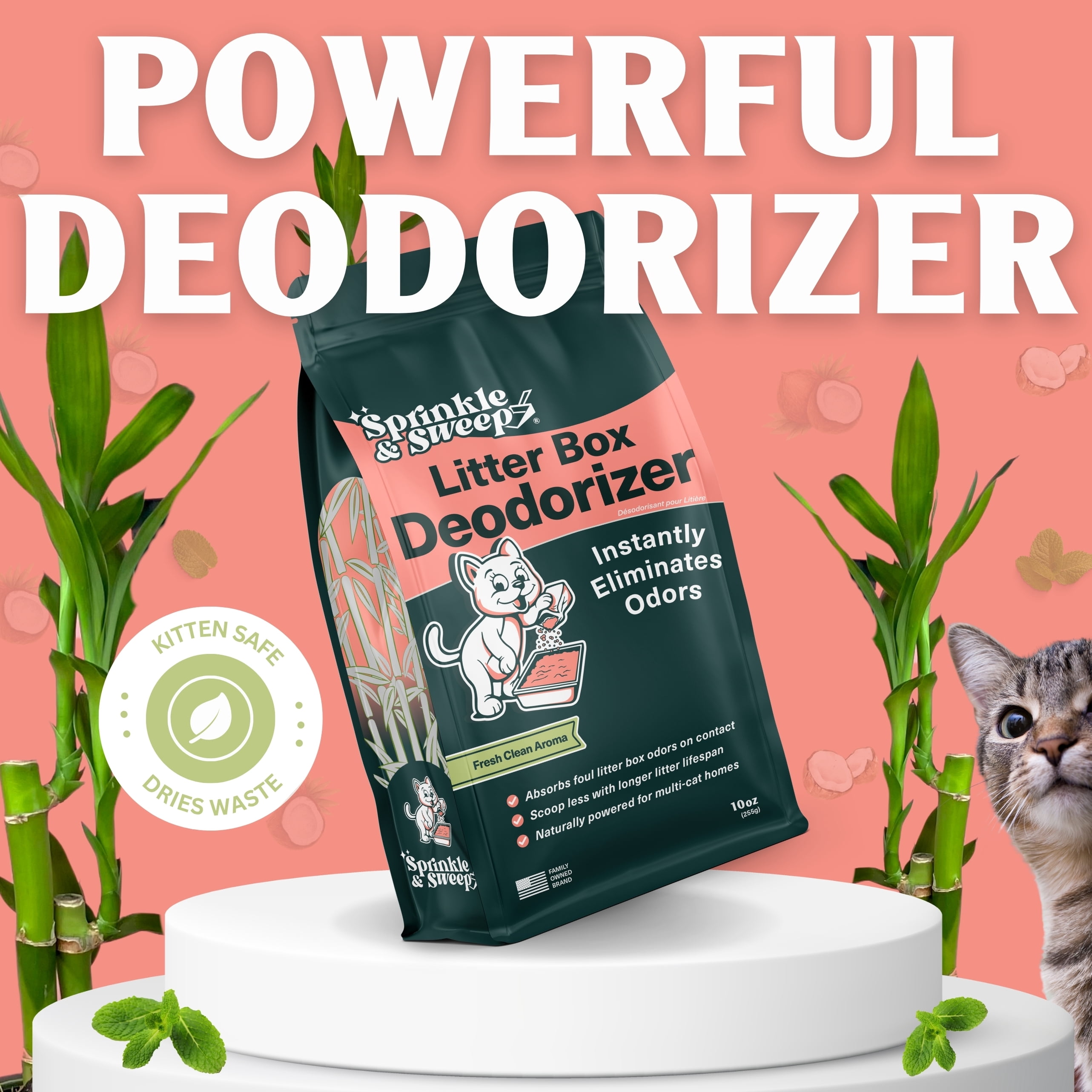 Sprinkle & Sweep Litter Box Deodorizer – Cat Odor Eliminator for Litter Box & Instantly Removes Foul Smells and Urine Odors