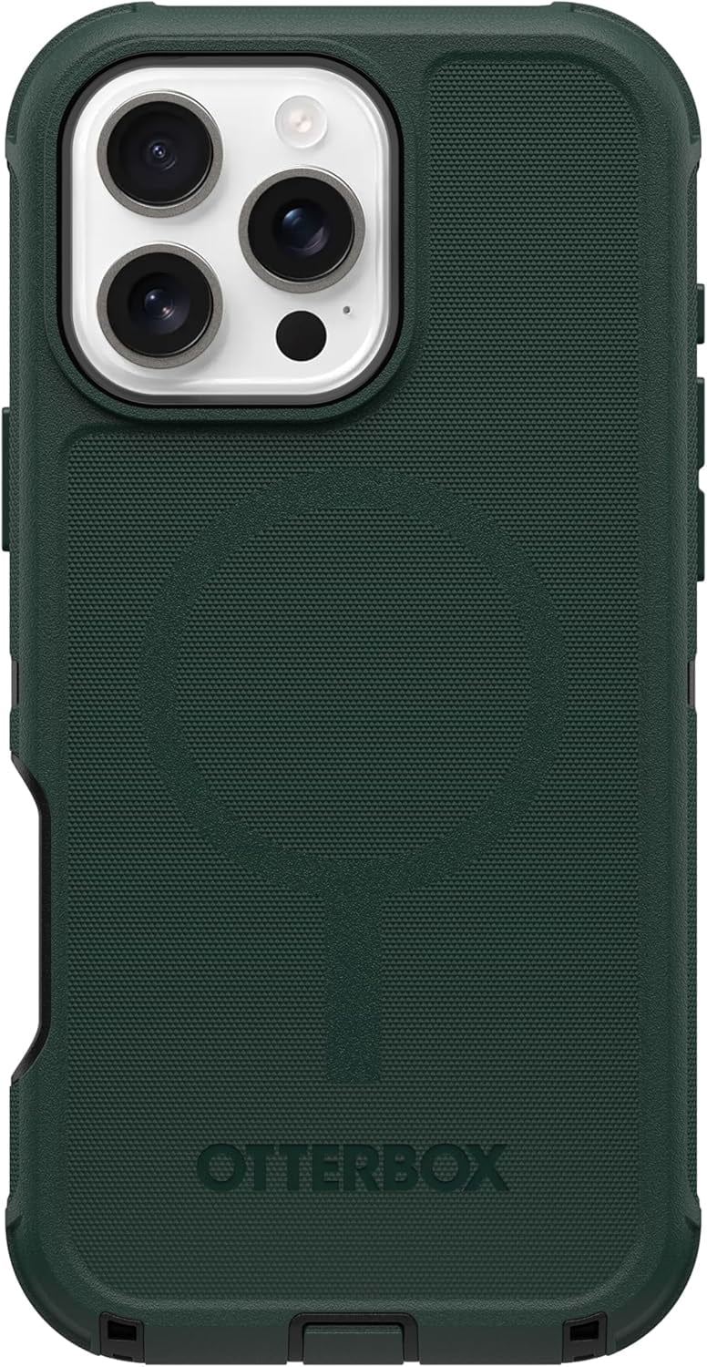OtterBox iPhone 16 Pro Max (Only) Defender Series MagSafe Case - Cinder Cashew (Green & Black) - Case Only - Built-in Magnets, Screenless, Rugged & Durable, with Port Protection, Non-Retail Packaging