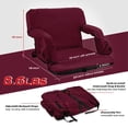 thumbnail image 5 of Stadium Seat for Bleacher & Bench Portable Folding Chair with Padded Cushion Reclining Stadium Chair with Back Support, Shoulder Straps, Zipper Bag, Burgundy, 5 of 6