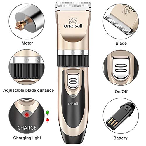oneisall dog shaver clippers low noise rechargeable cordless electric quiet hair clippers set for dog cat