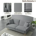 thumbnail image 3 of Furvclv 74.41 Inch Teddy Velvet Sofa Bed Futon Couch Small Lounger Sofa With Separate Adjustment Backrest 2-Seat Tufted Couch For Living Room Bedroom Office Apartment, 3 of 9