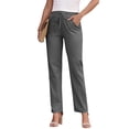 thumbnail image 3 of Laqbezok Women's Cotton Linen Pants, High Waist Drawstring Casual Loose Trousers with Pockets for Summer Beach Travel Vacation, 3 of 7