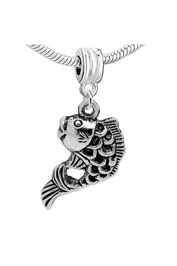 Koi Carp Cyprinoid Fish Dangle Charm European Bead Compatible for Most European Snake Chain Bracelet