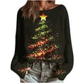 thumbnail image 2 of Hipattires Merry Christmas! Womens Christmas Tops Crew Neck Long Sleeve Pullover Graphic Printed Sweaters Fleece Warm Thick Fashion Shirts for Ladies, 2 of 5