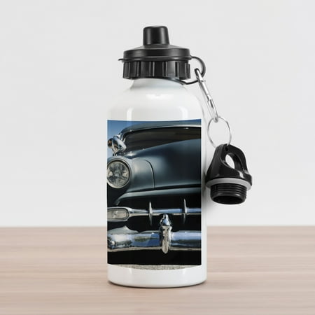 

Vintage Car Aluminum Water Bottle American Classic Old Style Fifties Auto Wheels Transportation History Art Print Aluminum Insulated Spill-Proof Travel Sports Water Bottle Blue Beige by Ambesonne