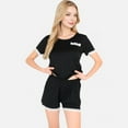 thumbnail image 4 of Lounge Women's Lace Trim Short Sleeve Pajama Set with Pocket Detail - Large, Black, 4 of 7