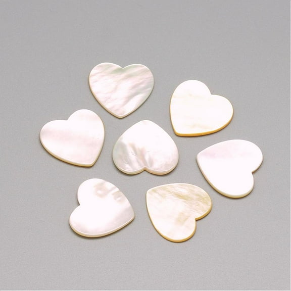 30 pc Natural White Shell Mother of Pearl Shell Cabochons Heart Seashell color 19~20x20x1~2mm