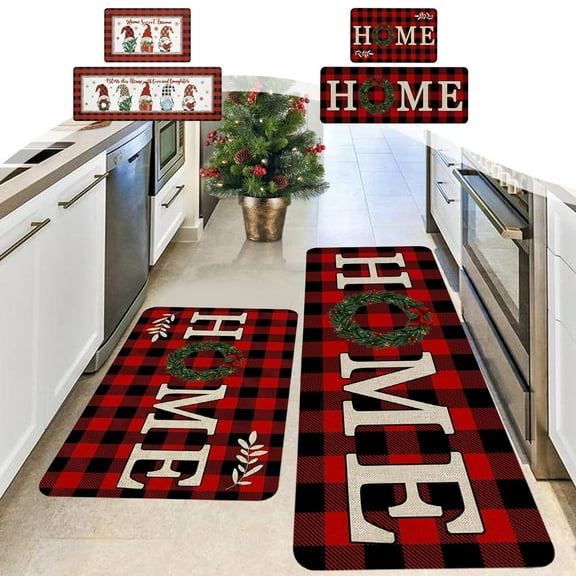PALIFEUR Christmas Kitchen Rugs Set of 2, Christmas Rugs, Non-Slip Washable Kitchen Mats, Kitchen Rug for Christmas Kitchen Decor Festival Holiday Party Decorations