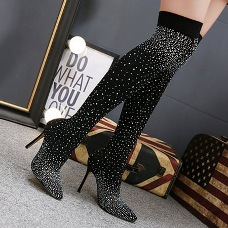 

Women s Over-the-knee Pointed Boots 11CM Stilettos Heels With Stretch Boots