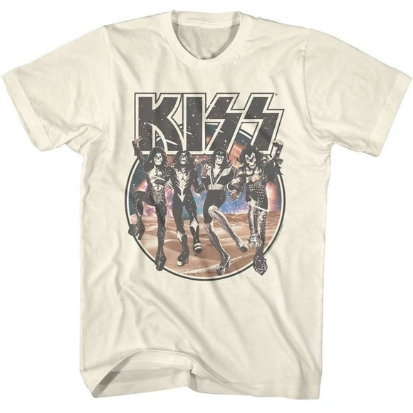 Kiss Space Circle With Skeleton Band Natural Adult T-Shirt 2Xl