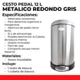 thumbnail image 2 of Bote De Basura Para Cocina Largo De Acero Inox Tipo Pedal 12 L Sablón 744GR, 2 of 7
