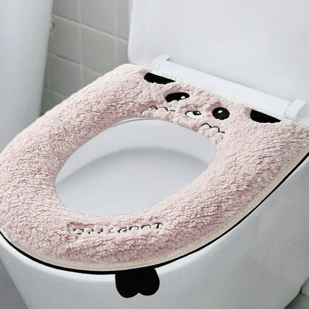 Fiudx Ofertas del día Asiento de inodoro modelo con cremallera, funda de asiento de inodoro con bordado para el hogar, lavadora bonita, asiento de inodoro Universal para las cuatro estaciones