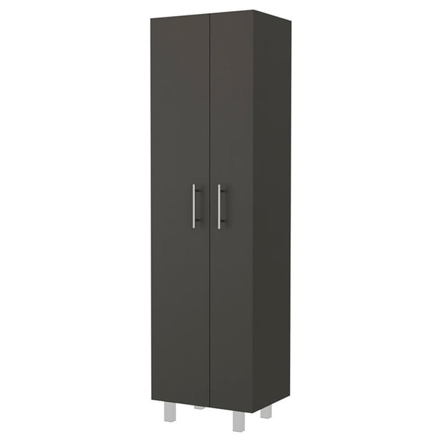 FM FURNITURE Norway Balai Garde-Robe Garde-Manger Noir Wengé / Blanc Bois d'Ingénierie