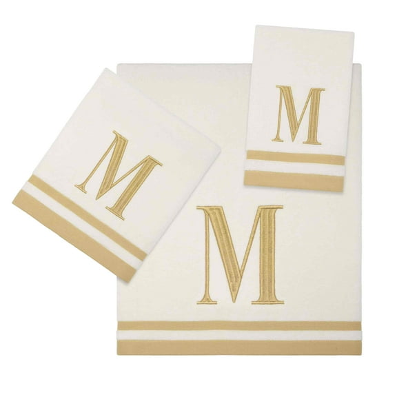 Avanti IVR/GLD Monogram 3-Piece Towel Set