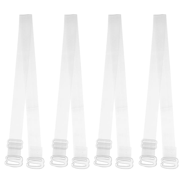Unique Bargains 2 Pair Non-Slip Adjustable Invisible Clear Bra Shoulder Strap with Plastic Hook Transparent 15mm