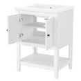 thumbnail image 5 of 24" White Modern Bathroom Vanity with Ceramic Sink & Solid Wood Frame – Open Shelf Storage, Waterproof Design, Easy Assembly (Farmhouse Style), 5 of 9