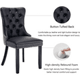 thumbnail image 4 of PORKISS Dining Chairs Set of 2, Modern Wood and PU Dining Chairs with Back Ring and Nailhead Trim, Upholstered Tufted Velvet Chair with Wood Legs for Dining Room, Kitchen, Black/Gray, 4 of 10