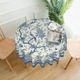 thumbnail image 4 of Chinoiserie Tablecloth Round 60Inch, Blue White Flowers Birds Table Cloth, Classic Porcelain Floral Oriental Style Table Cover Reusable Heat Resistant for Dining Kitchen Indoor Outdoor Decor, 4 of 6