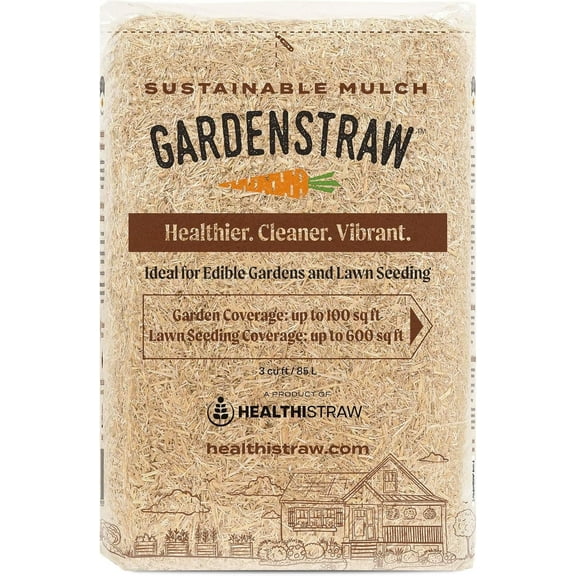 GardenStraw, 3 cu ft, All-Natural Mulch for Vibrant Gardens, Vegetables Lawn Seeding - Water-Conserving, Weed-Suppressing Wheat Straw - Sustainably Sourced, Thoroughly Cleaned