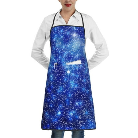 

Gaeub Blurred Star Snow Christmas Kitchen Cooking Aprons Adjustable Bib Apron Waterdrop and Oil Resistant Kitchen Chef Apron for Women Men