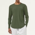 thumbnail image 2 of asjyhkr Mens T Shirts Basic Athletic Long Sleeve Crewneck Pullover Quick-Dry Lightweight Athleisure Gym Shirts(Medium,Army Green), 2 of 8