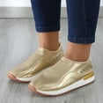 thumbnail image 2 of Vedolay Women's Shoes Women's Platform Wedge Slip-On Sneakers,Comfortable Sole Round Toe Sneakers,Gold 6.5, 2 of 5