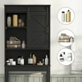 thumbnail image 4 of Over The Toilet Storage Cabinet, Farmhouse Storage Cabinet Over Toilet with Sliding Barn Door & Adjustable Shelves, Home Space Saver for Bathroom, Living Room, Rustic Oak with Antique Black, 4 of 7