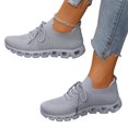 thumbnail image 3 of EKVAHL Women's Knit Upper Running Sneakers, Low Top Non Slip Tennis Sneakers, Solid Color Elastic Fit Athletic Sneakers Lace-Up Walking Shoes for Training Hiking Gray, 3 of 6